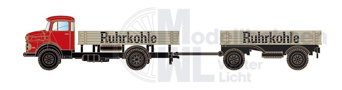 Lemke Minis 3473 - Mercedes-Benz L322 HZ Pritsche Ruhrkohle N 1:160