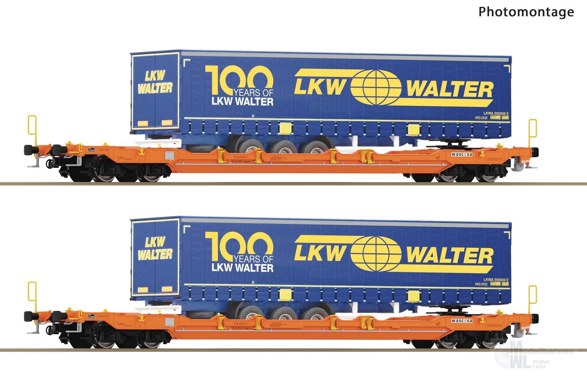 Roco 6600064 - Taschenwagen Set Wascosa Ep.VI 2.tlg. LKW Walter H0/GL