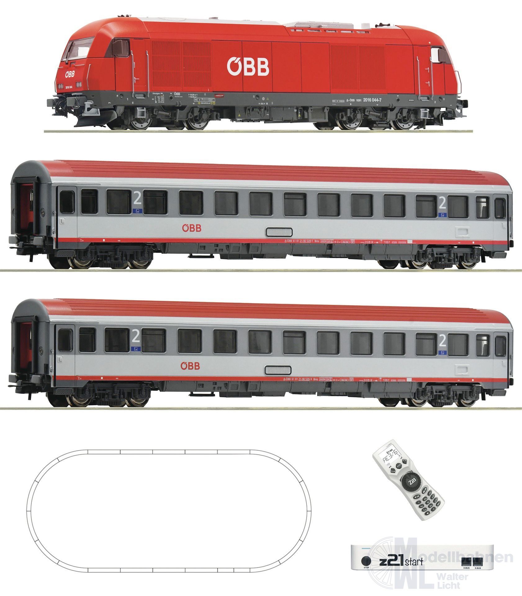 Roco 5110005 - Statrtpackung Diesellok Rh 2016 ÖBB mit Personenzug H0/GL Digital