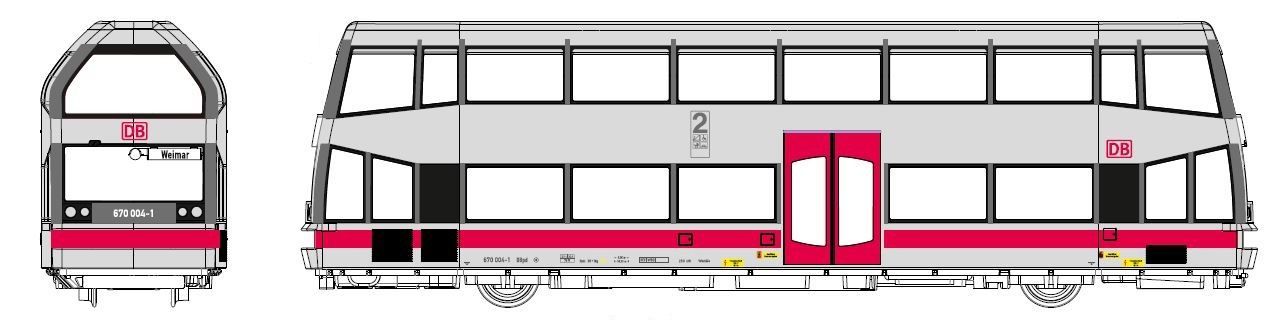 Kres 51042031 - Doppelstock-Schienenbus BR 670 DB Ep.V TT 1:120 Digital