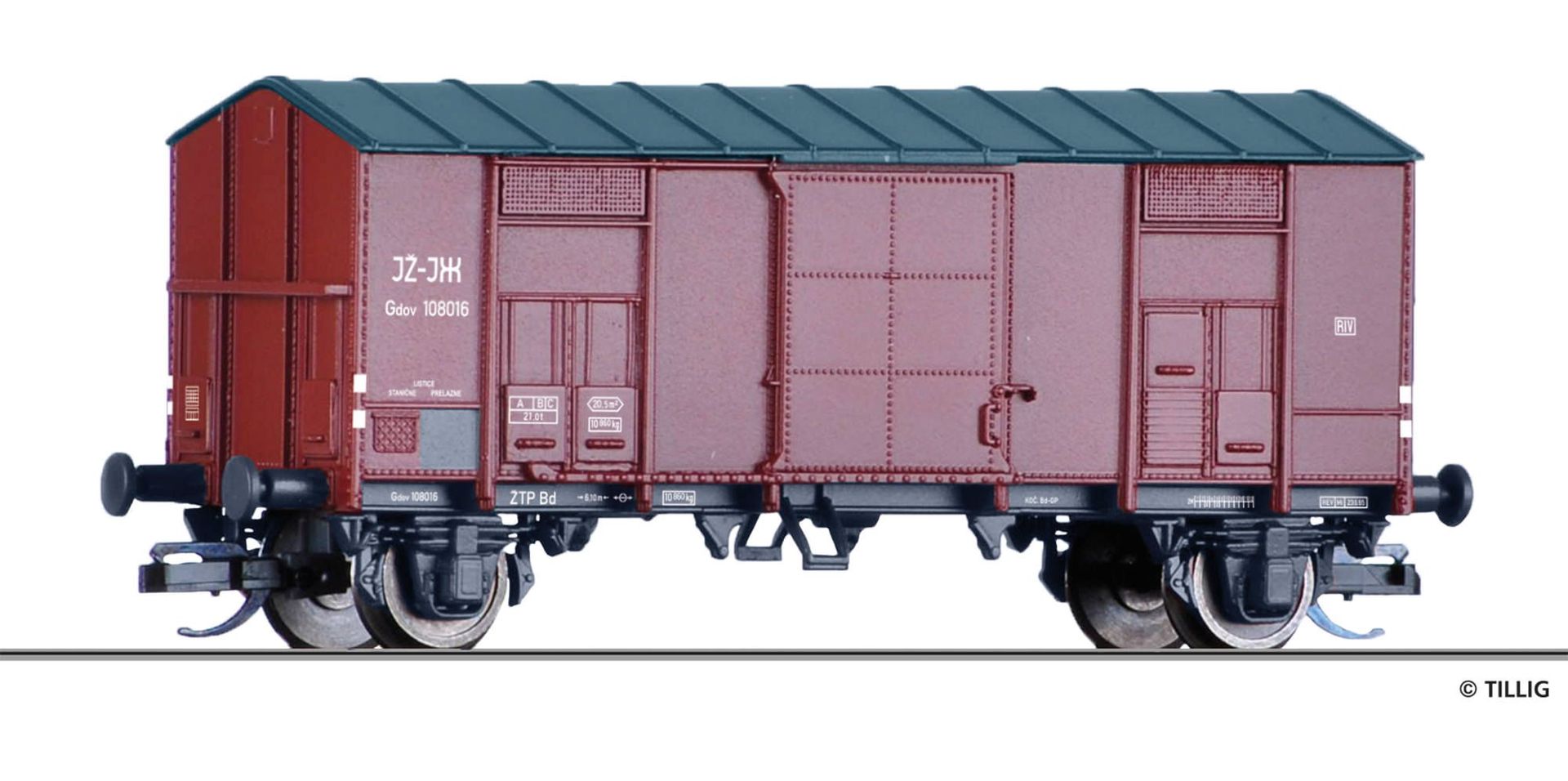 Tillig 14882 - Güterwagen ged. JZ Ep.III Gdov TT 1:120