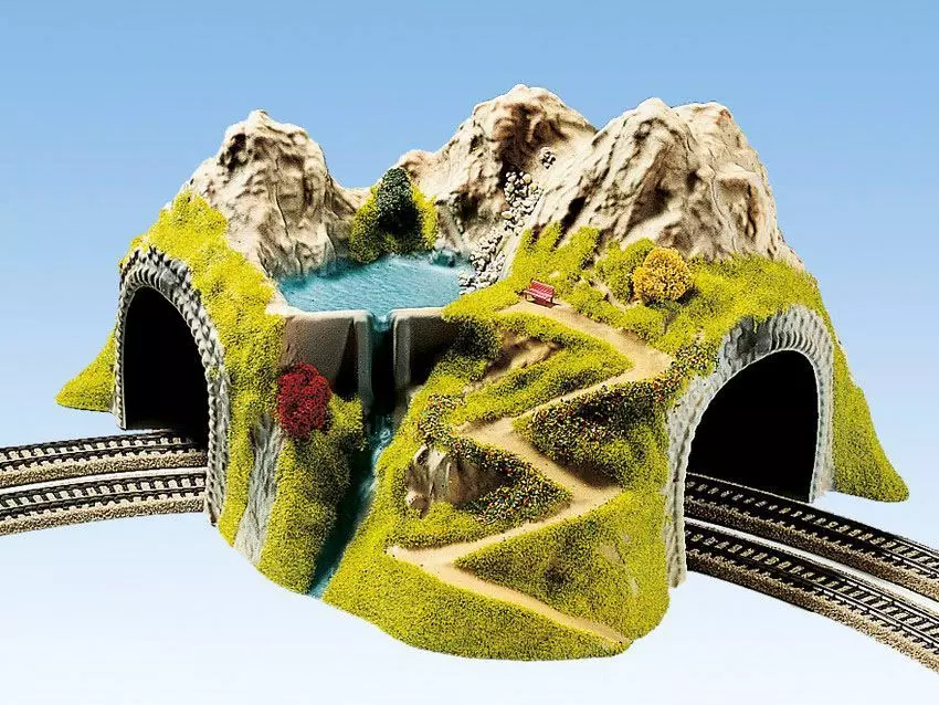 Noch 05180 - Ecktunnel 2-gleisig, gebogen, 43 x 41 cm H0 1:87