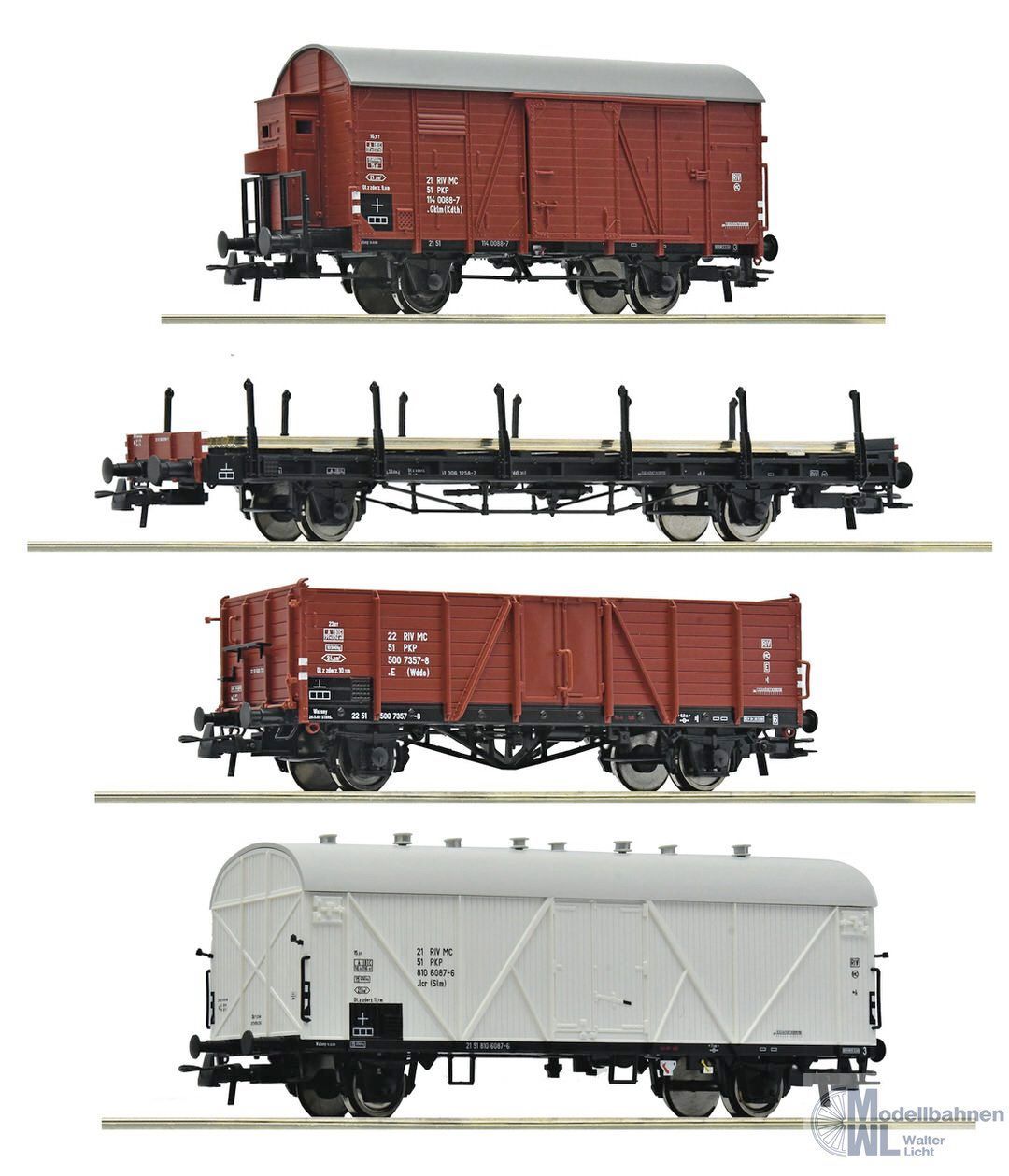 Roco 6600101 - Güterwagen Set PKP Ep.IV 4.tlg. H0/GL