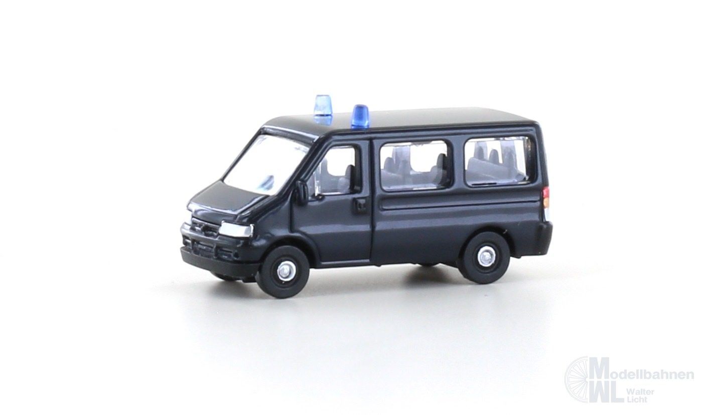 Lemke Minis 61311 - Fiat Ducato II Bus dunkelblau mit Blaulicht N 1:160