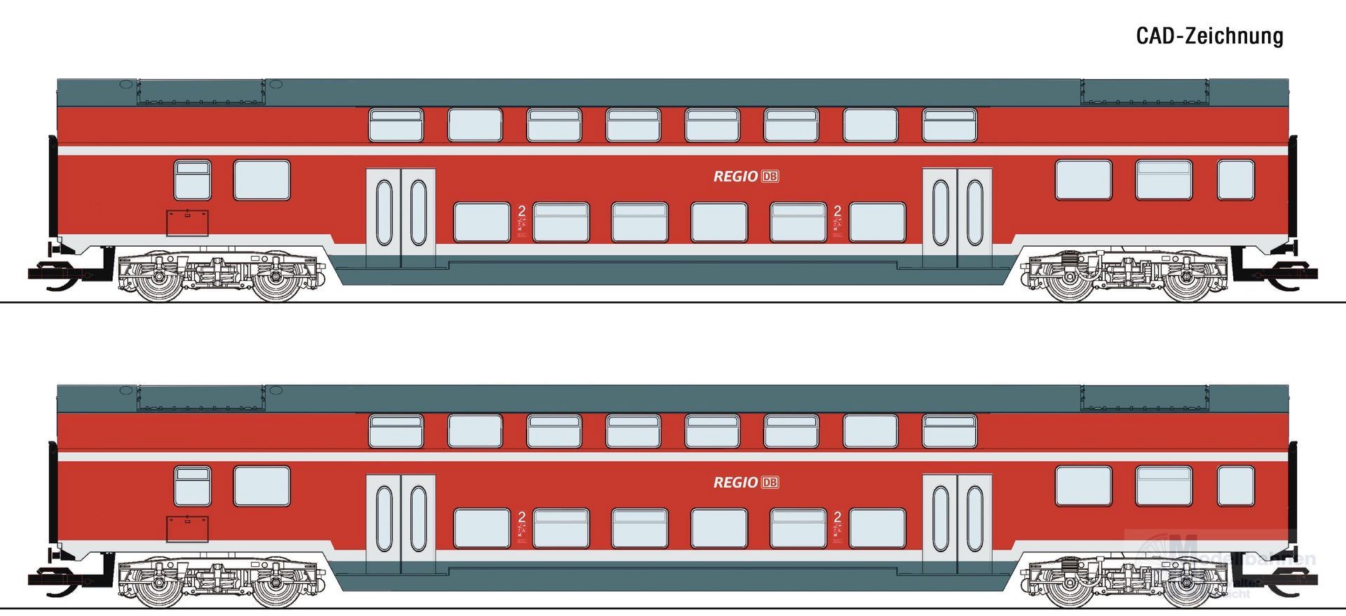 Roco 6280009 - Doppelstockwagen Set DB AG Ep.VI 2.tlg. Set 1 TT 1:120