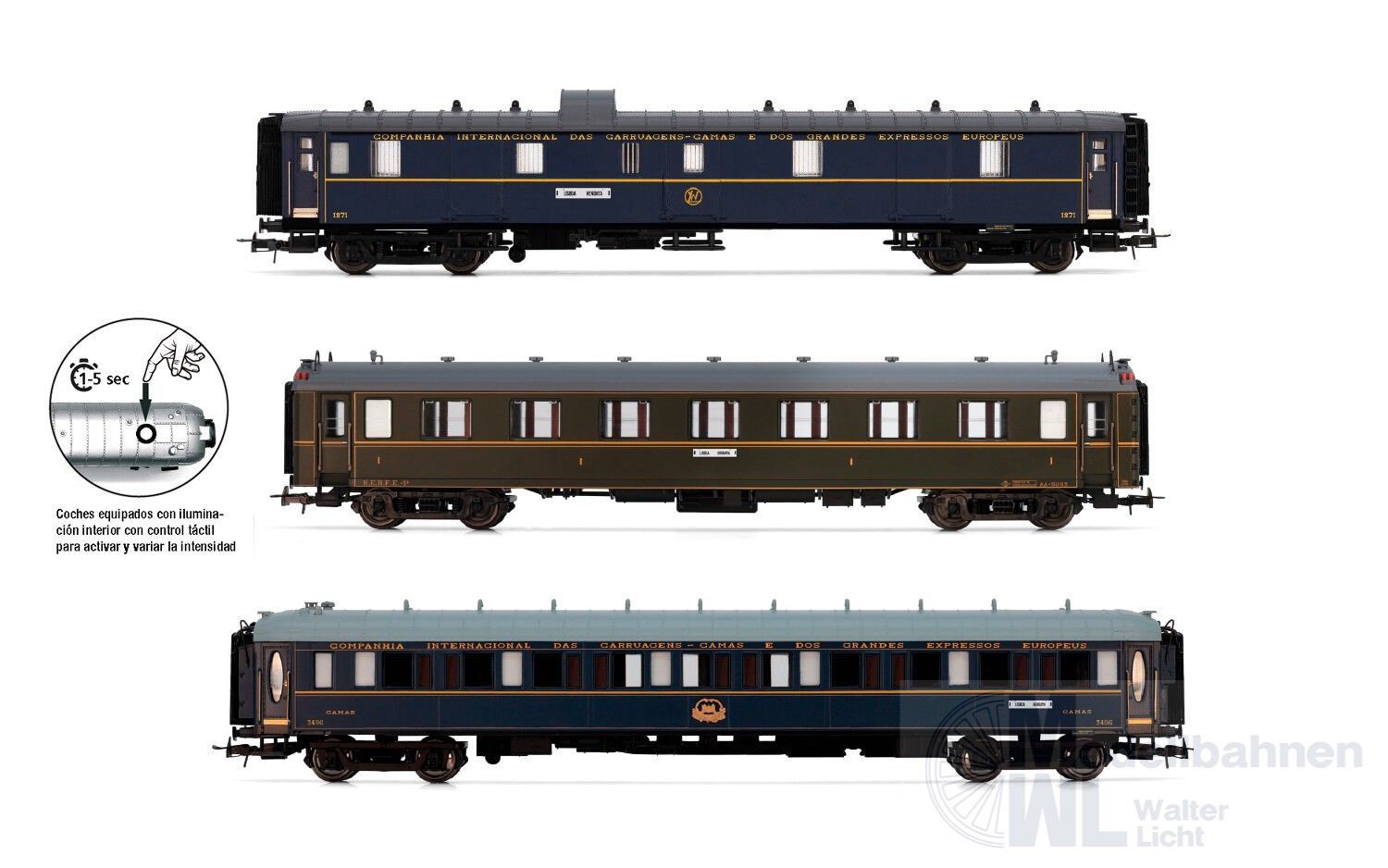 Electrotren 4027 - Personenwagen Set CIWL Ep.III/IV 3.tlg. Set 1 H0/GL