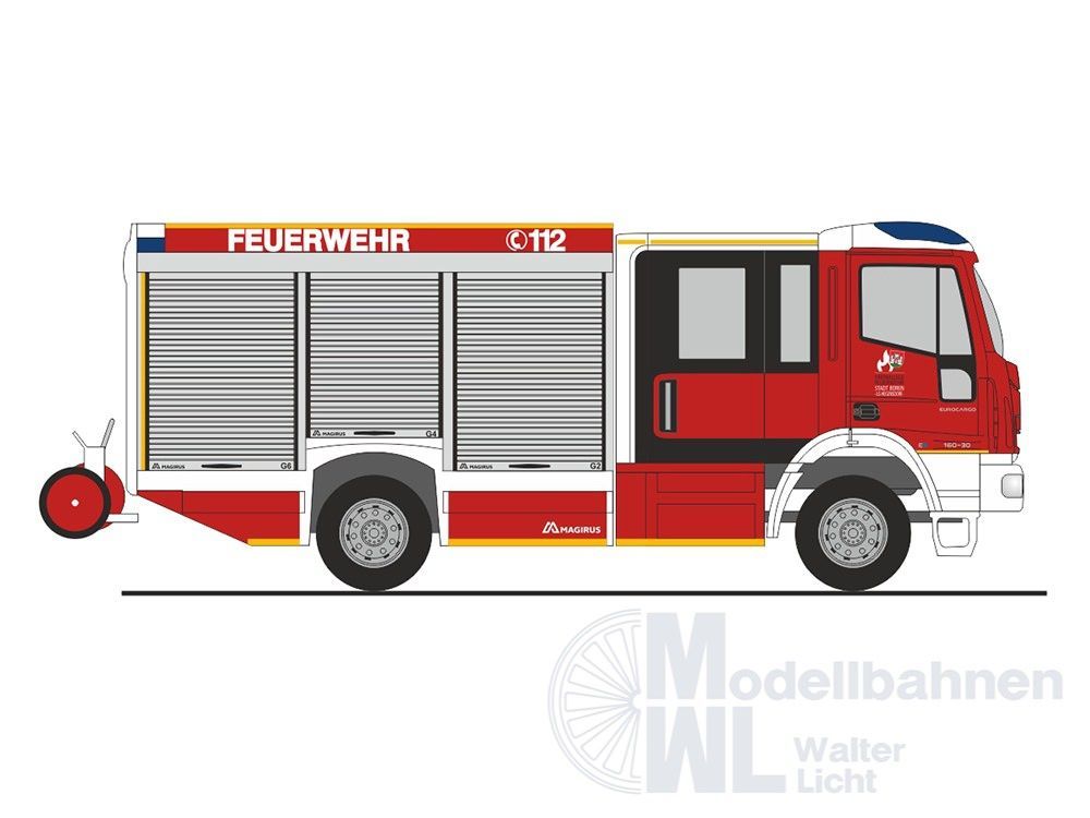 Rietze 68162 - Magirus HLF Team Cab FW Büren H0 1:87