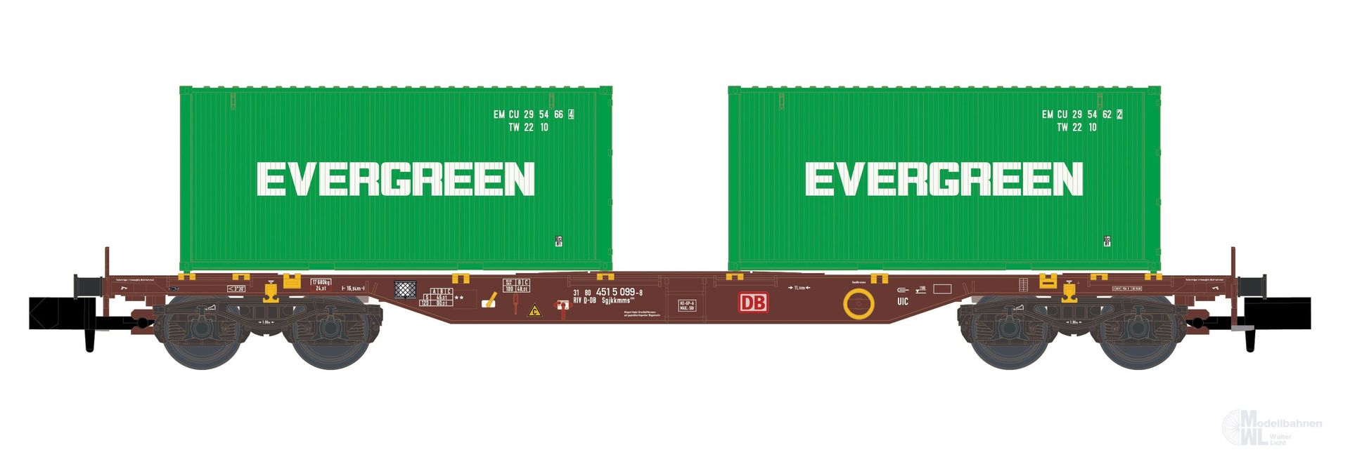 Hobbytrain 23204 - Containerwagen DB Ep.IV Sgjkkmms 699 Evergreen N 1:160