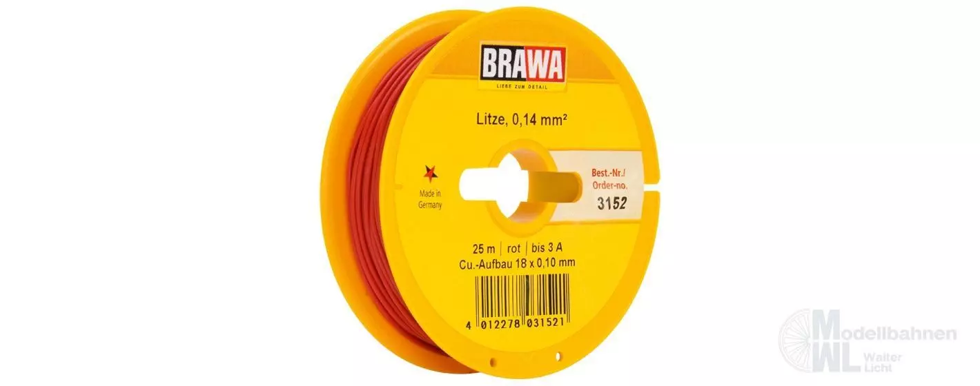 Brawa 3152 - Litze rot 25 Meter