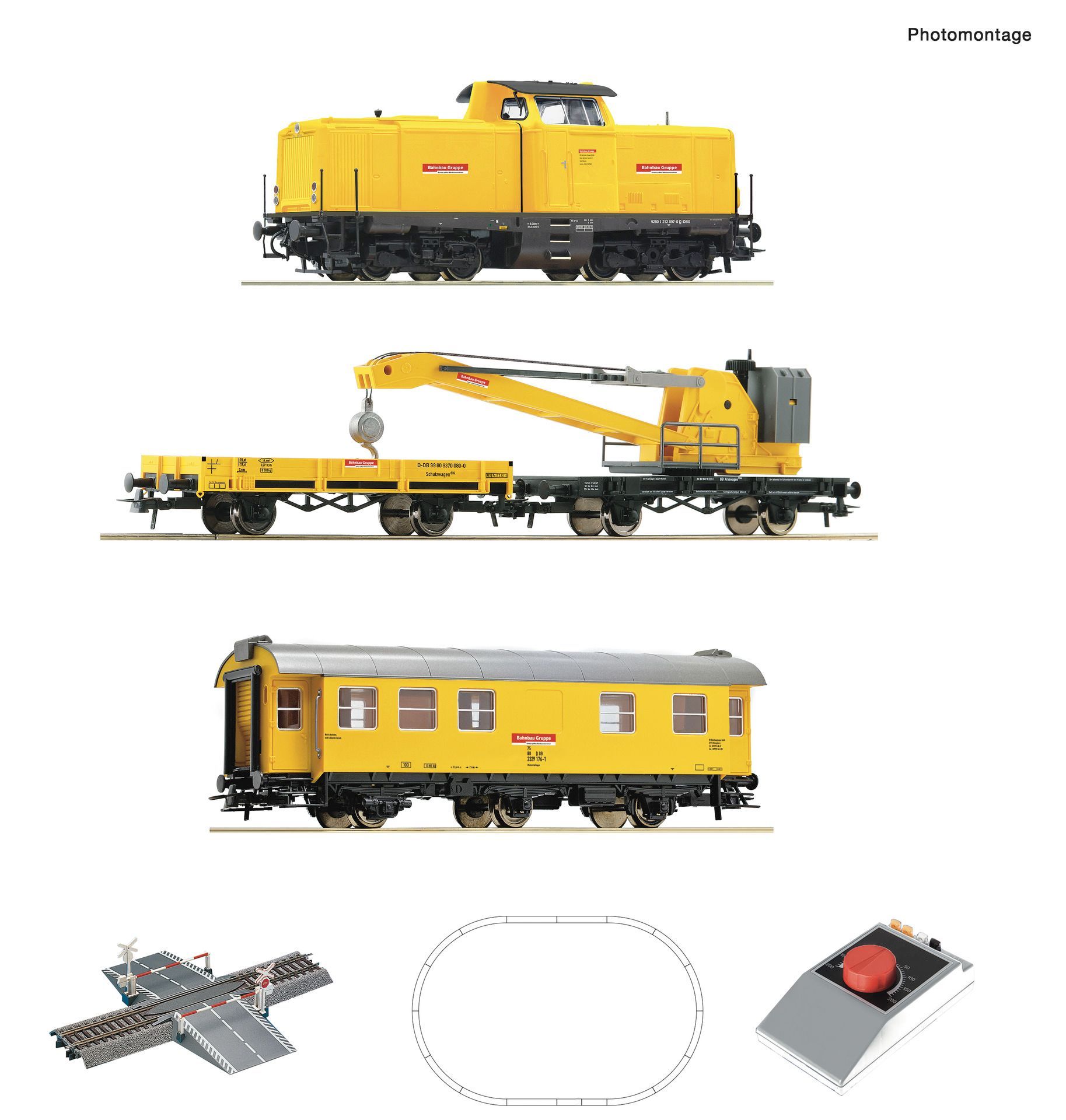 Roco 5100002 - Startset Diesellok BR 212 mit Kranzug DB Ep.VI analog H0/GL