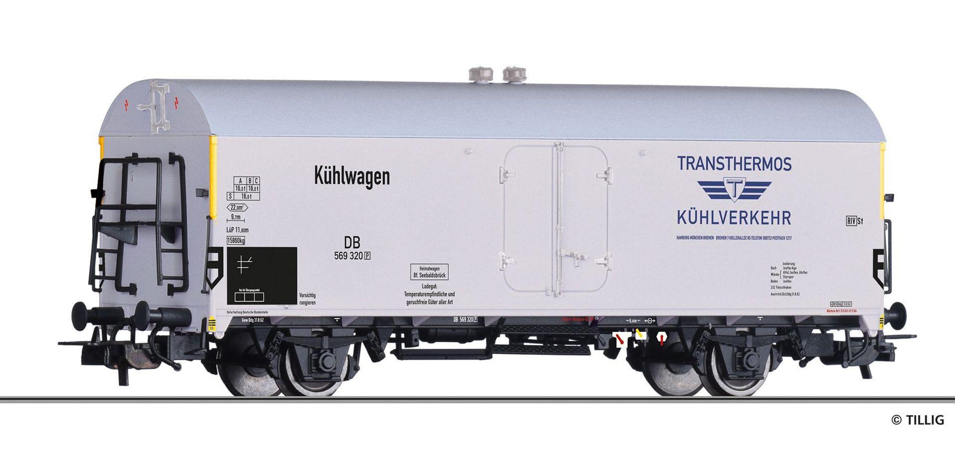 Tillig 76804 - Kühlwagen DB Ep.III Ichqrs 377 Transthermos Kühlverkehr H0/GL