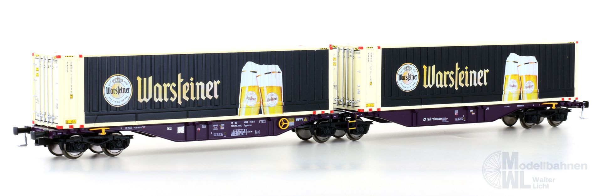 Mehano 28399 - Containerwagen RailRelease Ep.VI Sggmrss'90 Warsteiner H0/GL