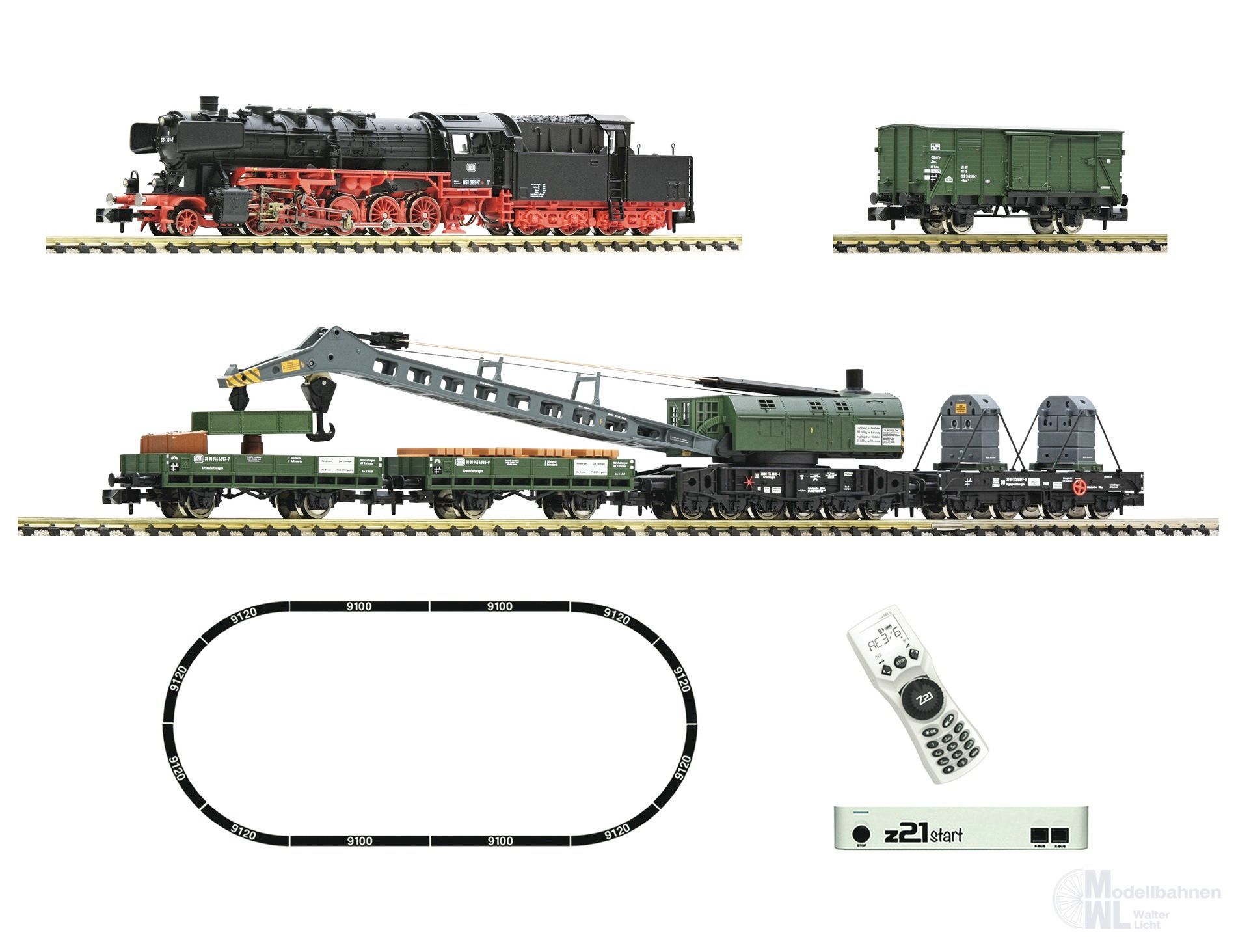 Fleischmann 5170004 - Startset Dampflok BR 051 DB mit Kranzug N 1:160 Digital