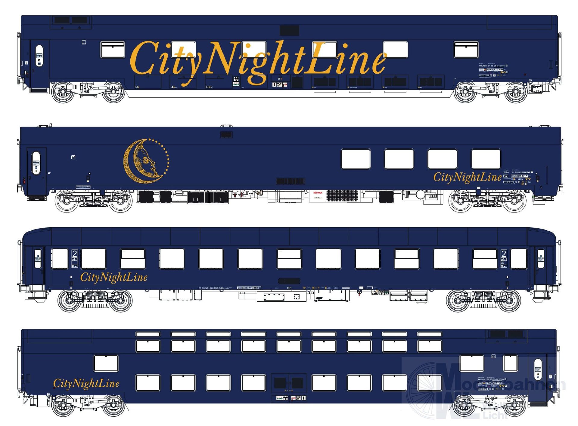 LS Models 99041AC - Nachtzugwagen Set CNL Ep.V 4.tlg. Set 2 H0/WS