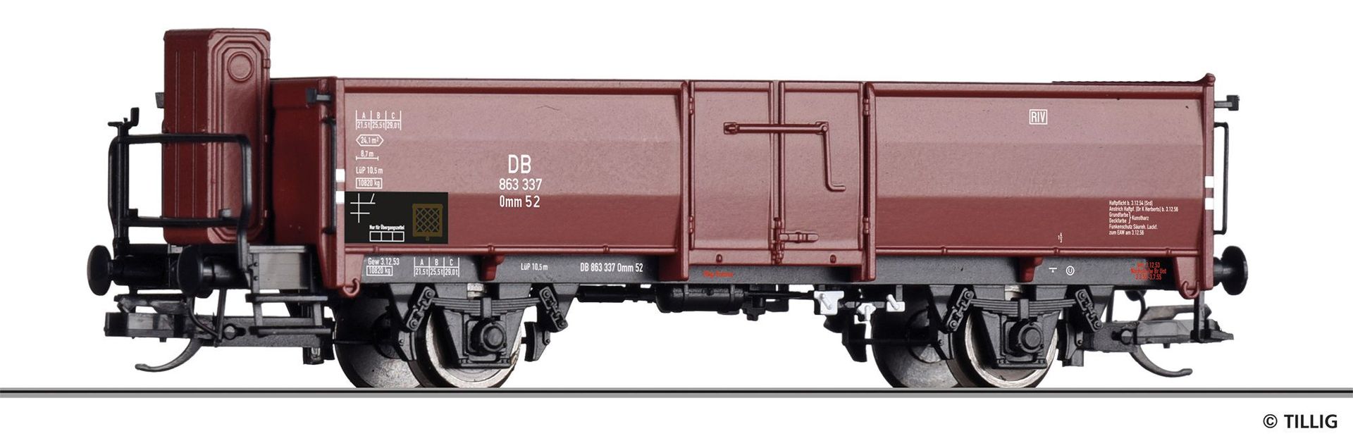 Tillig 14031 - Güterwagen offen DB Ep.III Omm 52 TT 1:120