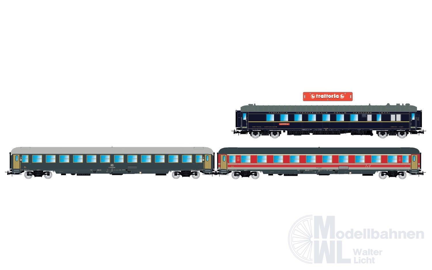 Rivarossi 4361 - Personenwagen Set FS Ep.IV 3.tlg. H0/GL