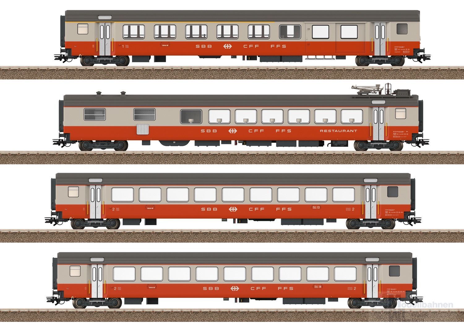 Trix 23690 - Personenwagen-Set SBB Ep.IV 4.tlg. Swiss Express H0/GL