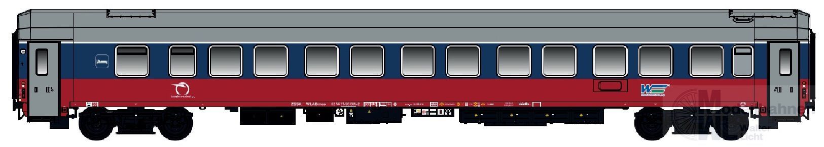 Jägerndorfer Modellbahn 48207 - Schlafwagen ZSR Ep.V WLABmee blau/rot 2006 H0/GL