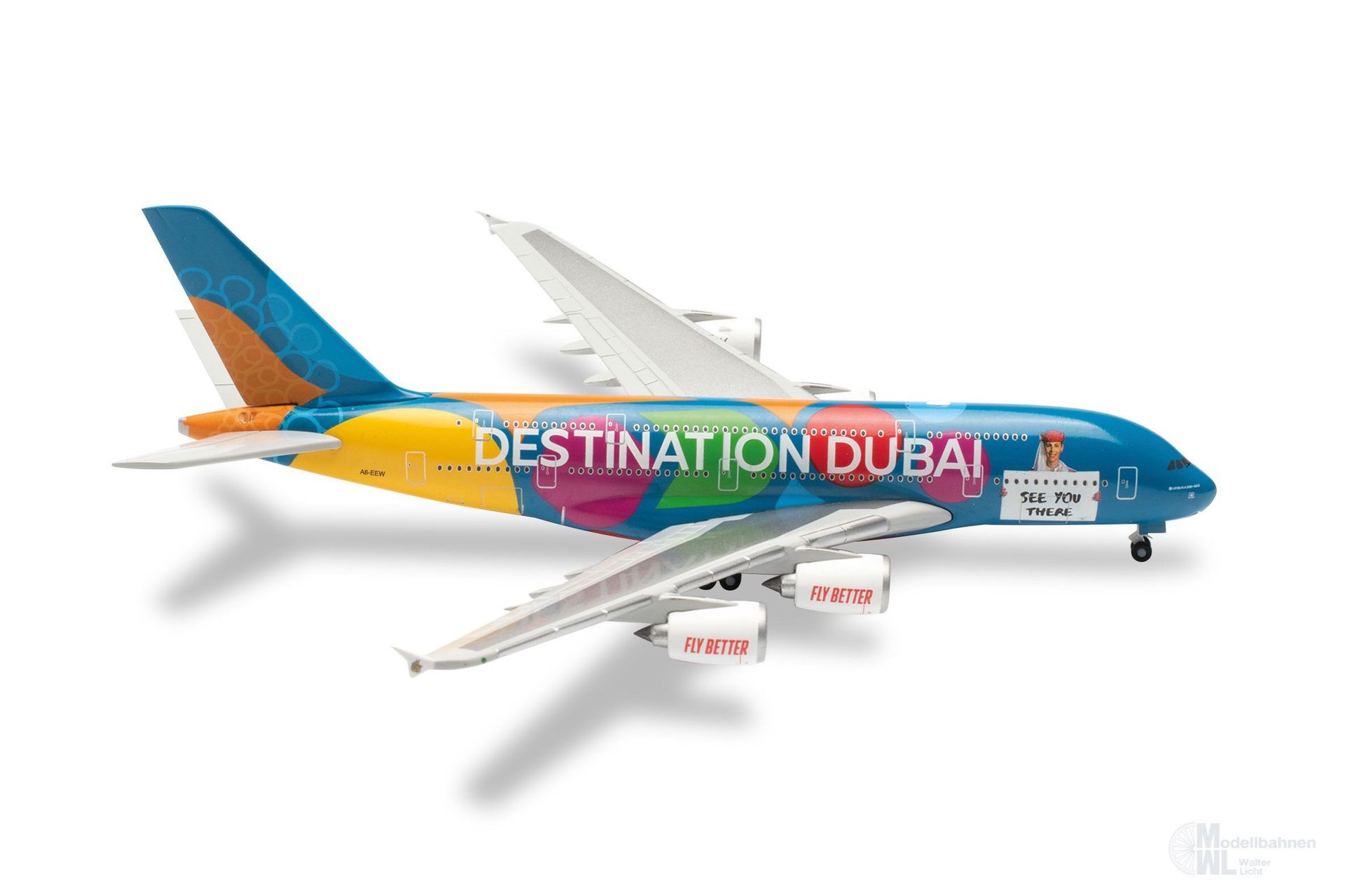 Herpa 536905-001 - Airbus A380 Emirates DestDubai A6-EEW 1:500