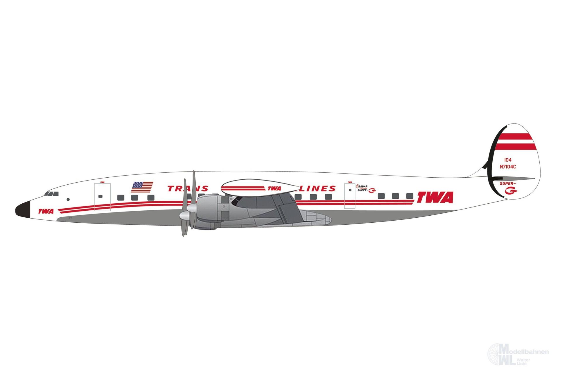 Herpa 614467 - L-1049G TWA SuperConstellation 1:200