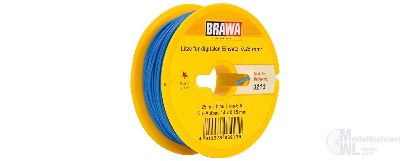 Brawa 3213 - Einzelader 0,25 qmm blau 25 Meter