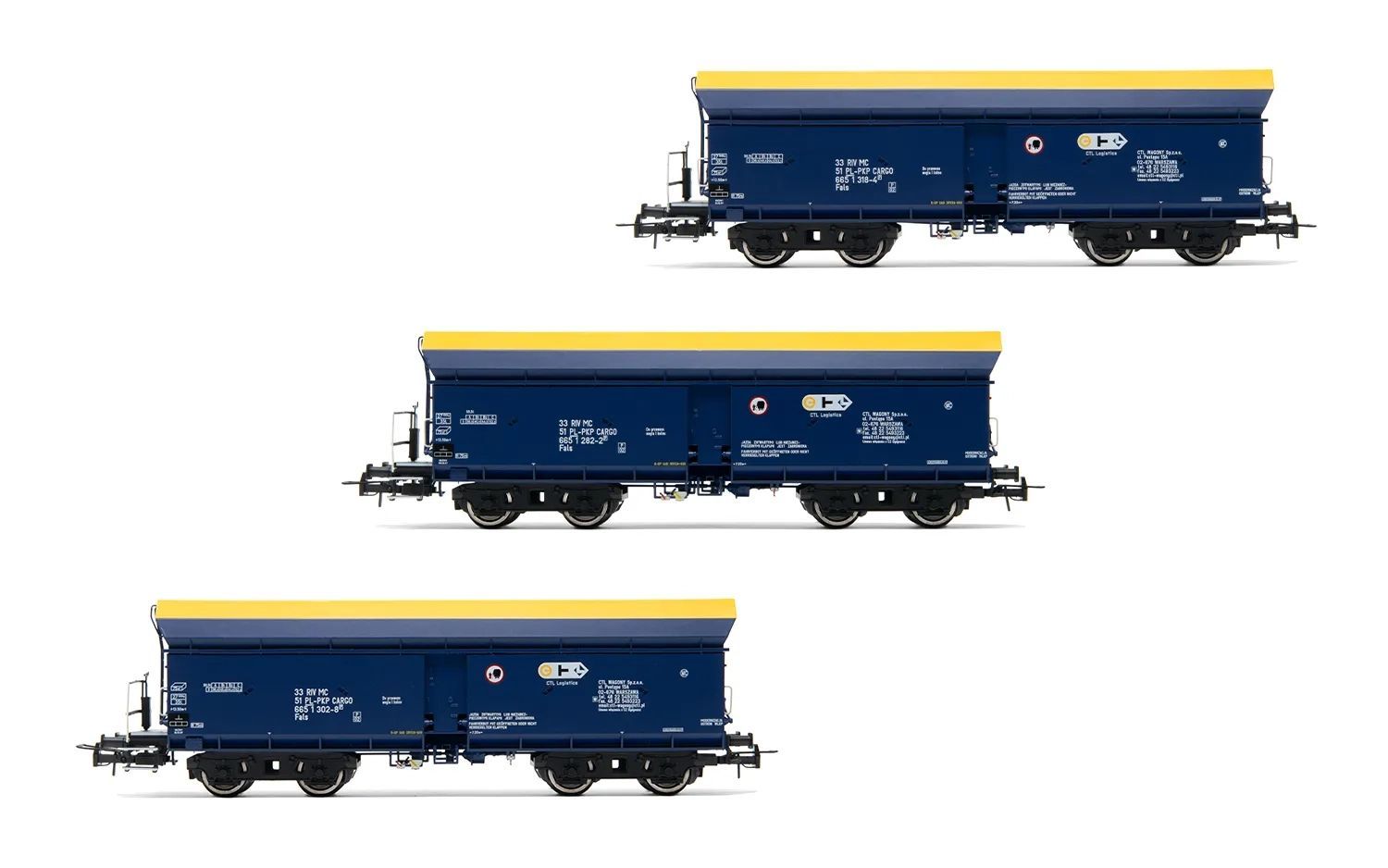 Rivarossi 6589 - Selbstentladewagen Set PKP Ep.VI 3.tlg. H0/GL