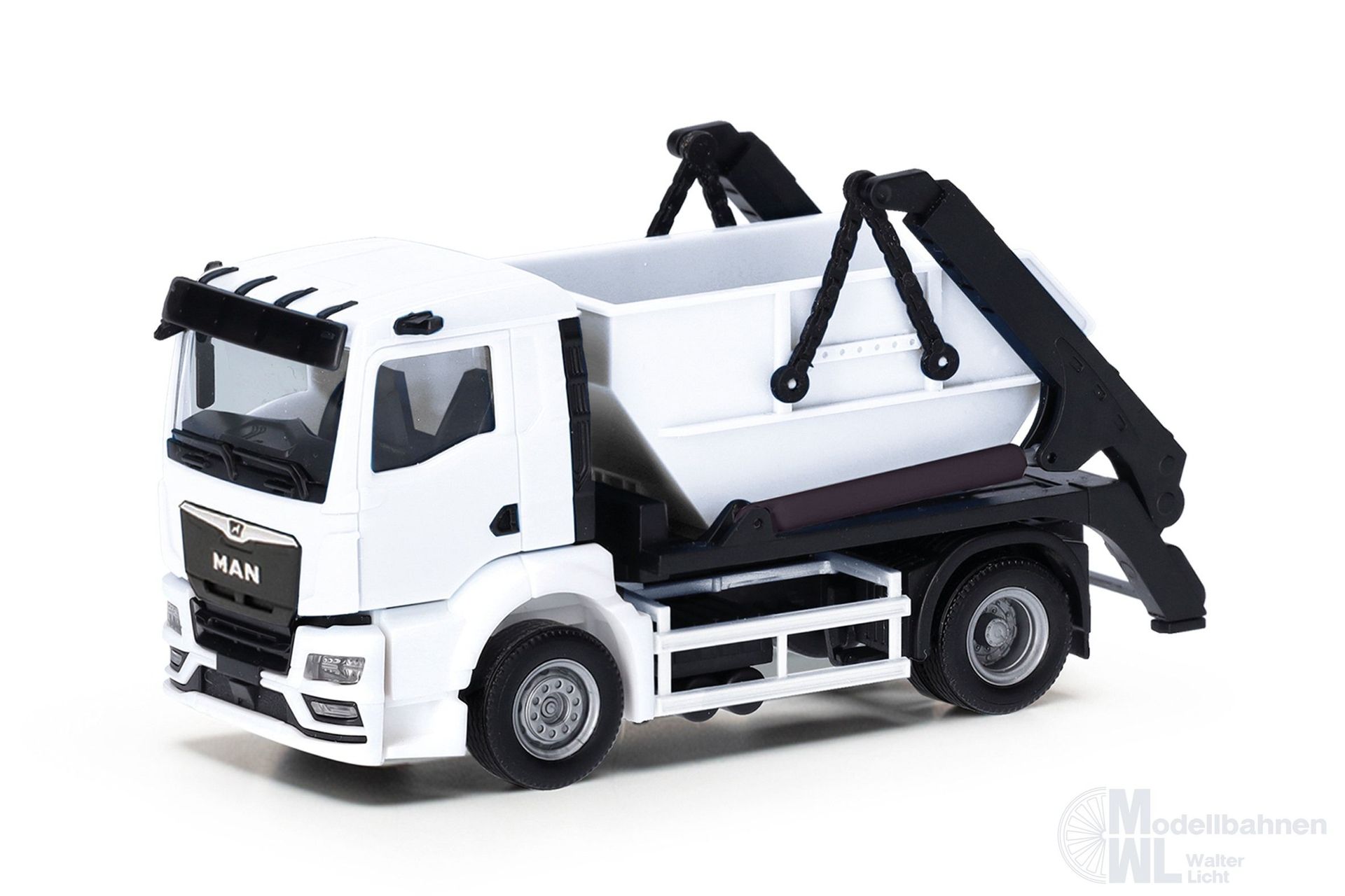 Herpa 013987 - MiKi MAN TGS NN Mudenkipper LKW 2-achs weiß H0 1:87