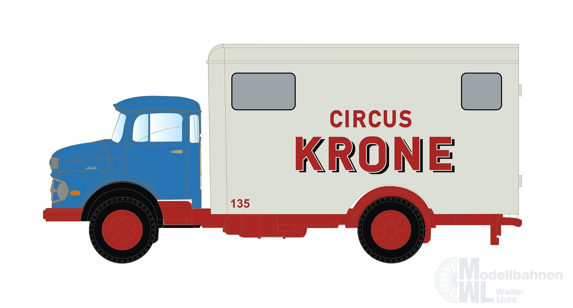 Lemke Minis 3471 - Mercedes-Benz L322 Koffer Circus Krone N 1:160