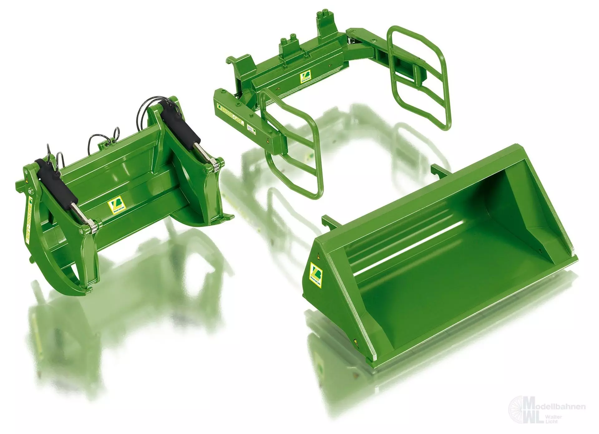 Wiking 077381 - Frontlader Werkzeuge Set A John Deere grün 1:32