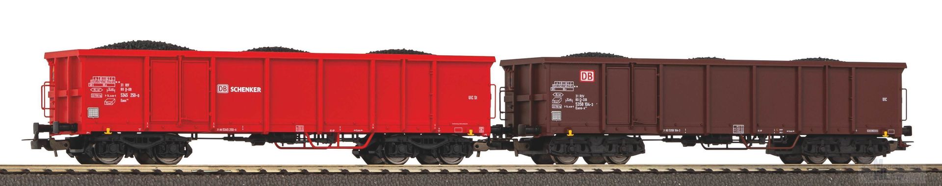 Piko 58274 - Güterwagen Set DB Ep.VI 2.tlg. mit Kohleladung 2.tlg. H0/GL