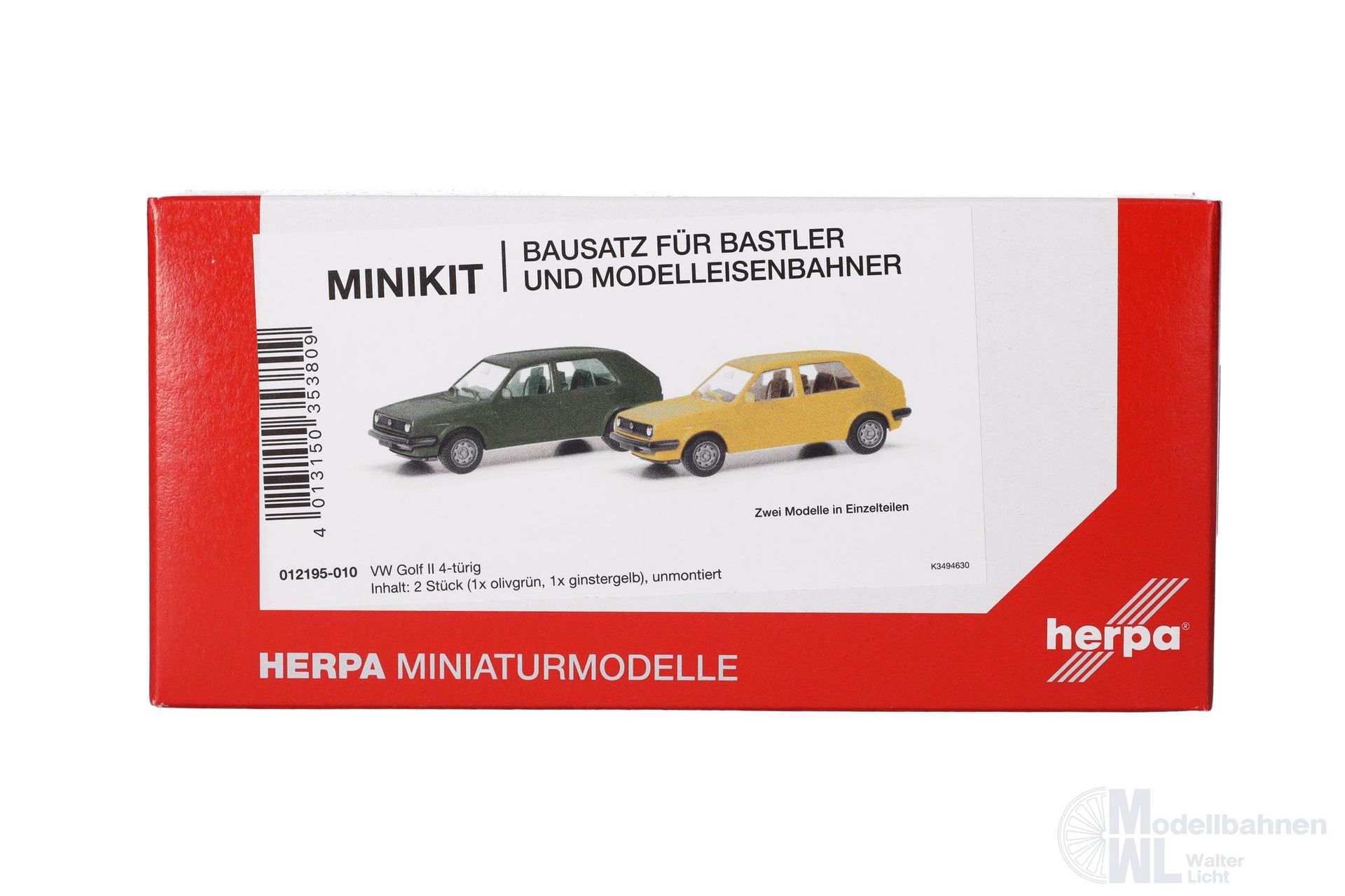 Herpa 012195-010 - MiKi VW Golf II 4-türig olivgrün / ginstergelb H0 1:87
