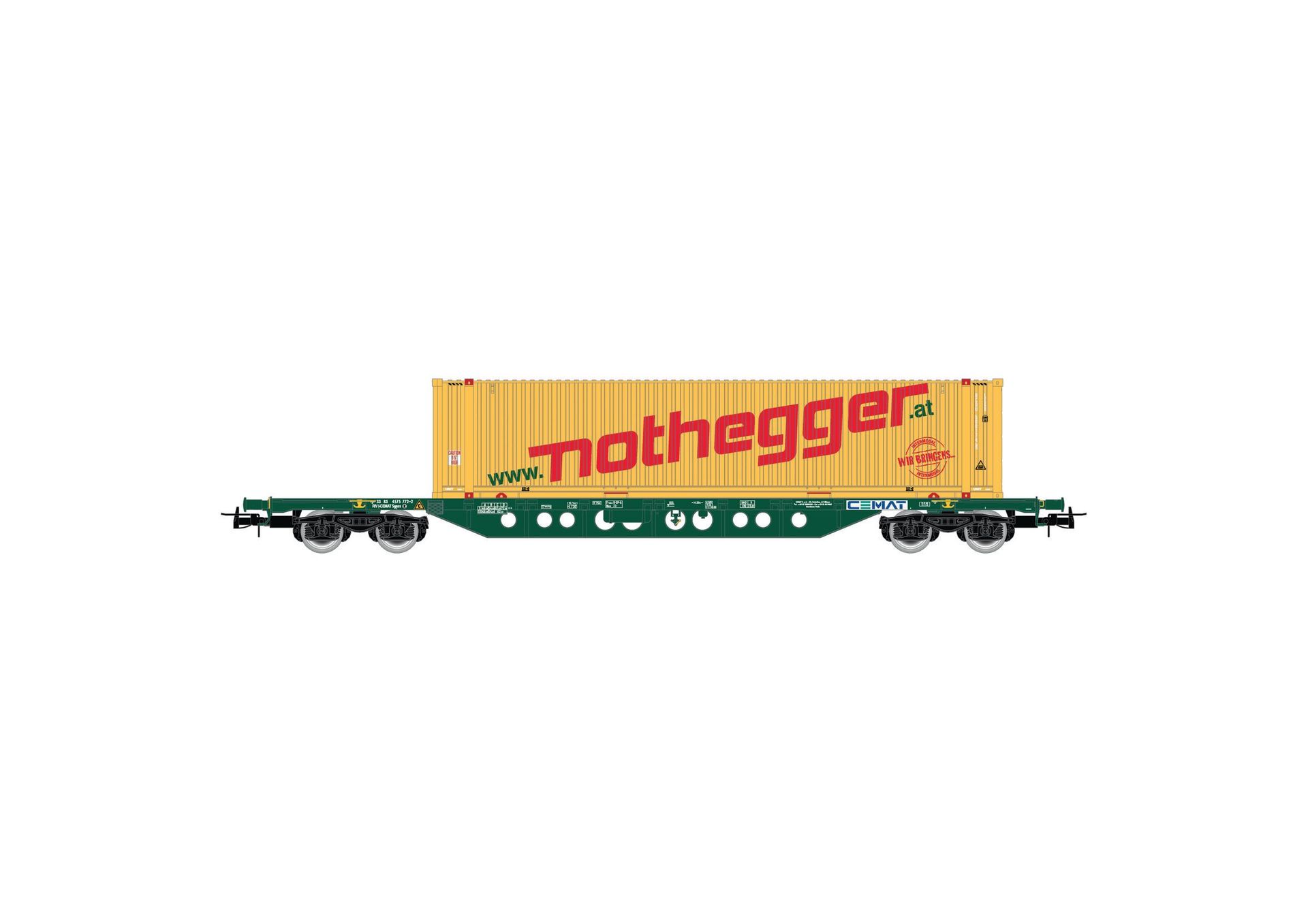 Rivarossi 6613 - Containertragwagen CEMAT Ep.VI bel. Mit nothegger Container H0/GL