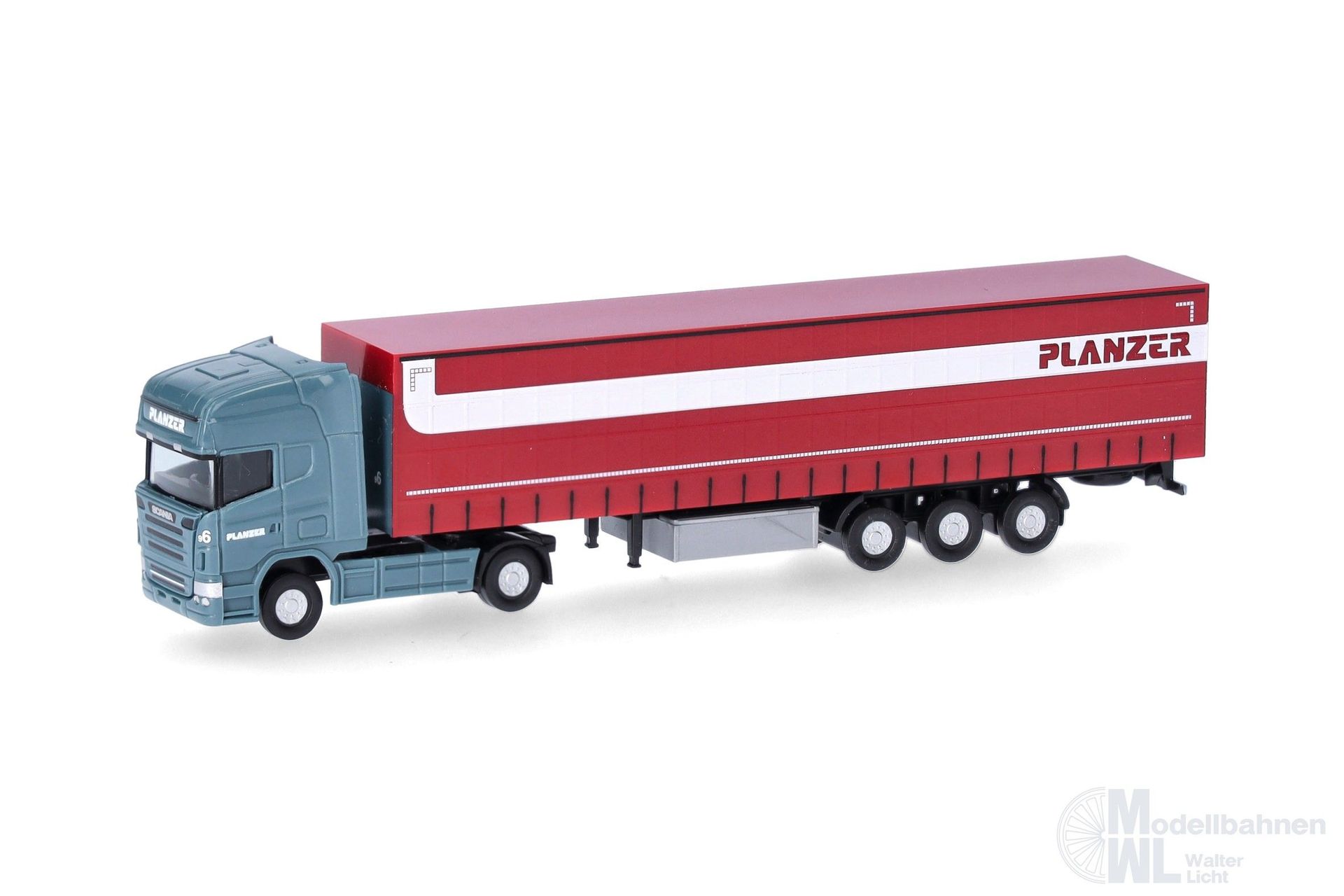 Herpa 066860 - Scania R Tieflader Gardinenplanen-Sattelzug Planzer Schweiz N 1:160