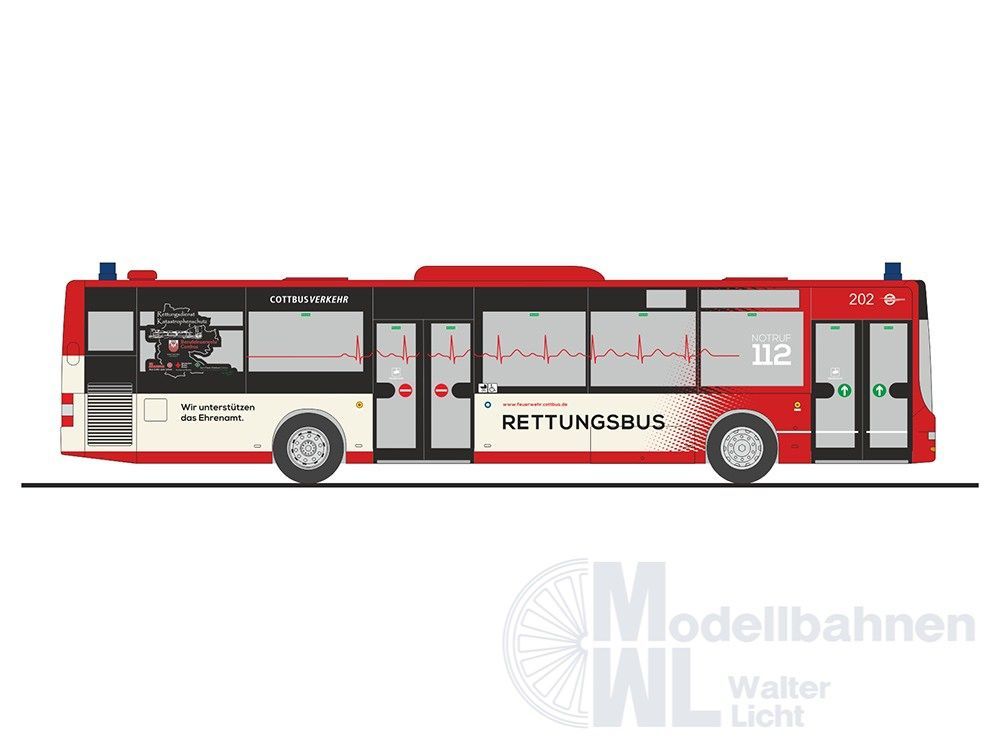 Rietze 73932 - MAN Lions City´15 Cottbusverkehr-Rettungsbus H0 1:87