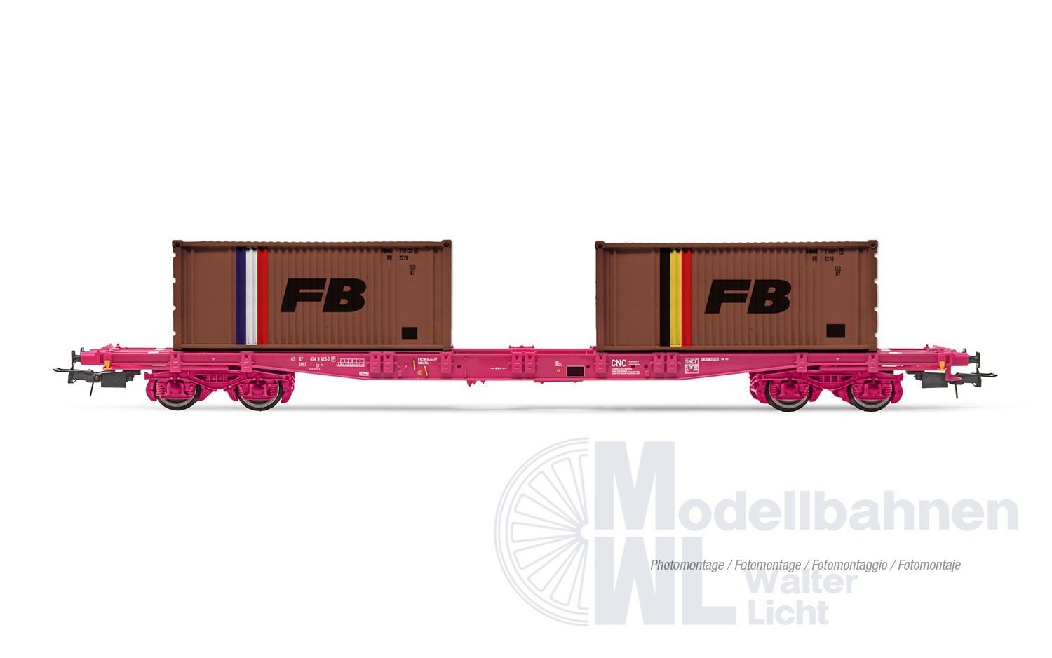 Jouef 6278 - Containertragwagen SNCF Ep.IV 2x20ft Container H0/GL