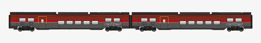 Jägerndorfer Modellbahn 12220 - Railjet Wagen Set ÖBB Ep.VI DANI 2.tlg. H0/WS