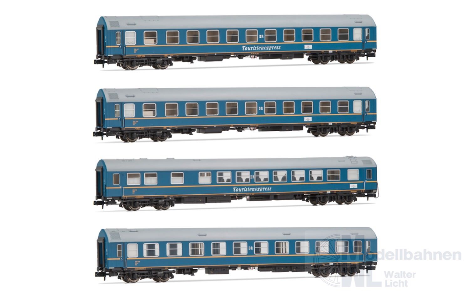 Arnold 4420 - Personenwagen Set DR Ep.III 4.tlg. Touristen Express N 1:160