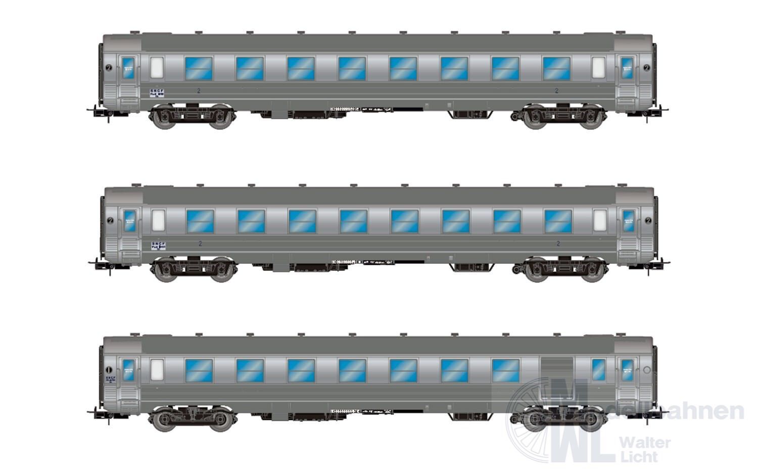 Jouef 4175 - Personenwagen Set SNCF Ep.III DEV Inox-Wagen 3.tlg. H0/GL