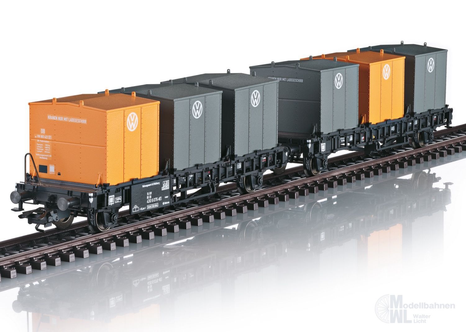 Märklin 46663 - Behältertransport-Doppelwagen DB Ep.IV Volkswagen H0/WS