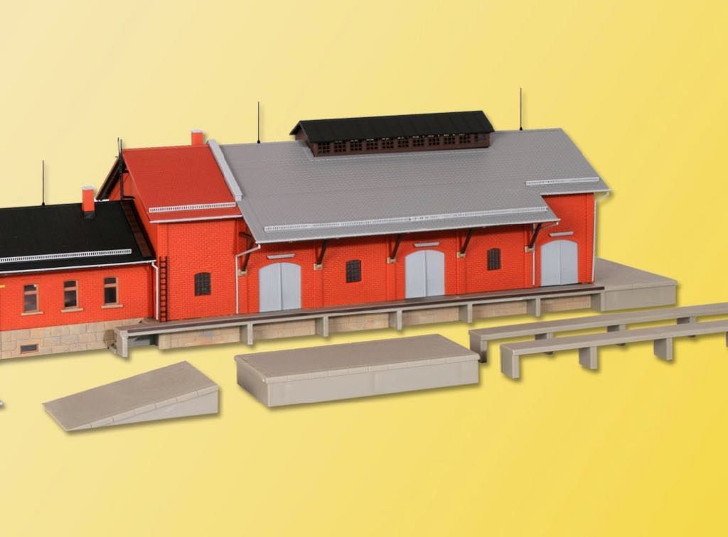 Kibri 39462 - Güterhalle mit Lademaß und Freiladerampe H0 1:87